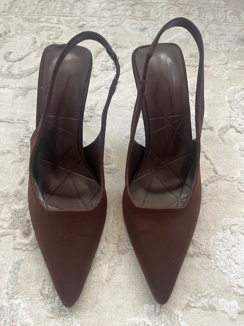 Women's Brown Pointed-Toe Slingback Pumps